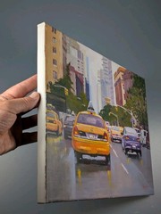 Original Dennis Nash 1947-2016 British Acrylic Painting on Canvas New York Taxis