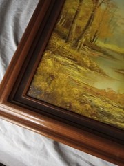 Phillip Cantrell Oil Painting on Canvas Landscape Trees River Fall 22×26 framed