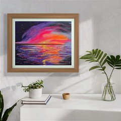 Original Painting On Canvas. Ocean Sunset Art. Modern Abstract Seascape. 11×14″