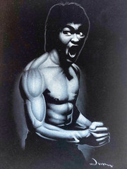 Bruce Lee, size 16″x11″, oil on black velvet