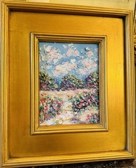 KADLIC Original Oil Painting Abstract Impasto Landscape Gold Gilt 14″ Wood Frame