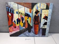 Original Oil Painting – Modernist Fashion Boutique Scene ~ 20×24 ~ Decorative