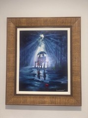 Jim Warren Reminiscing Hand-Embellished Signed Framed Giclee Canvas 22×17.6″ COA