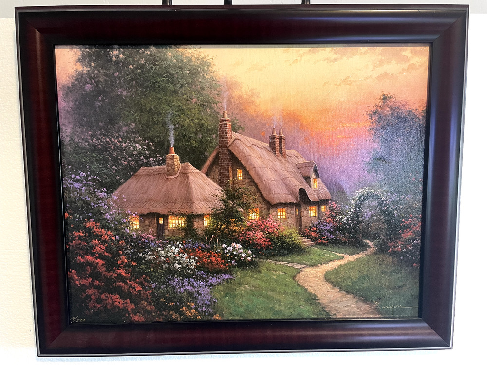 🔥“Heathers Cottage“ Sergon Original Art Giclee Canvas Kinkade style