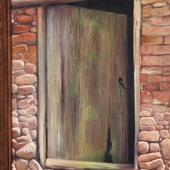Magallanes Original Oil Painting 1995 Sonoran Doorway Hand-Carved SW Frame Art