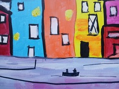 Abstract/Impressionism City Side 16 x 20 Handmade Signed Colorful ART Painting