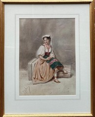Pierre Joseph Antione (French 1840-1913) : Portrait Of Seated Lady , Watercolor