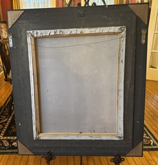 Landscape Oil Painting Signed With Ornate Black And Gold Frame 33 X 29