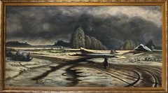 S. Higa Okinawa Japan oil painting winter landscape Snow Storm scene Asian Art
