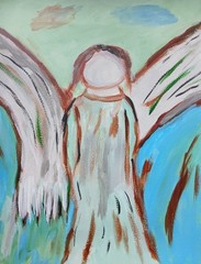 Impressionism 11×14 Heavenly Beautiful Angel Handmade Colorful Art Painting
