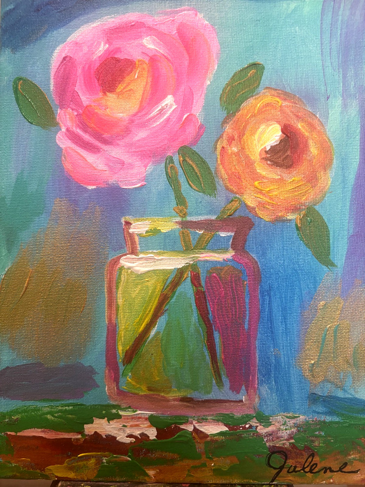 Maribel: Original Painting, Abstract Flowers 8×10 Home Decor