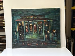 VINTAGE CUBIST PAINTING MODERNIST LARGE FIGURES PEOPLE GLOVNA WPA REGIONALISM