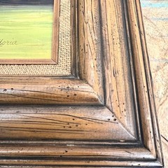 Oil Painted Landscape of a Sunset Over Water w Trees Wood Frame 18 x 24″ Gloria