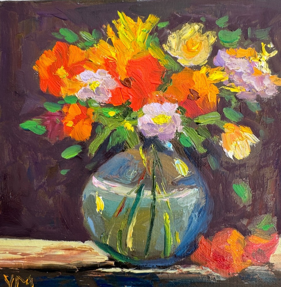 Wildflowers Oil Painting Original Flowers Impasto Still Life Floral art 8×8