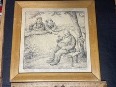 Original RADIERUNG OTTO QUANTE 1875-1947 Sketch Etching Drawing Framed Signed
