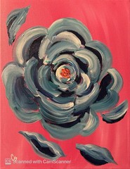 Abstract Blue Rose Original Acrylic Painting 11×14 Signed Canvas Art