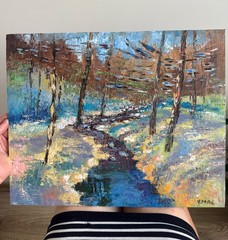 Impressionist Winter Landscape Oil Canvas Painting 16×13 inch Modern Impasto Art