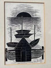 MARGO HOFF PAINTING ANTIQUE NAUTICAL WPA ERA 1930’S DRAWING FAMOUS MODERNIST