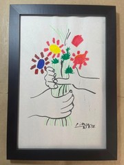 PABLO PICASSO drawing framed on sealed and signed wood