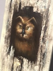 Owl Painting on Canvas Vintage Mid Century Retro 60’s 70’s 24X36 OLD Signed ART
