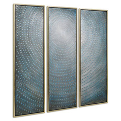 60 In. X 20 In. „Concentric“ – Set of 3 Textured Metallic Hand Painted by Martin