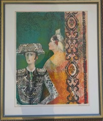 Signed Rivera Bullfighter Lithograph 224/375 Framed 23×27 Matador Art