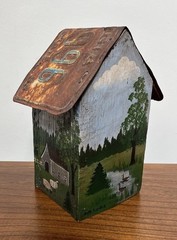 BETTY FISCHER Americana Folk Art Painted Birdhouse Artist Handmade RARE