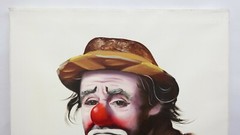 Clown Painting Rusty Rust EMMETT KELLY Oil Canvas 1982 1/250 24″ x 20″ Sad