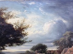 19th Century Attr. to BIDAULD Lively Landscape French Neo-classicism Oil Canvas