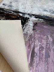 Beige Violet Abstract Painting Textured Modern Neutral Wall Art Canvas 28×36