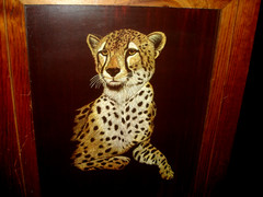 Vintage Cheetah Art Framed and Signed Artist Marjorie Brice OD 18.5×15.5