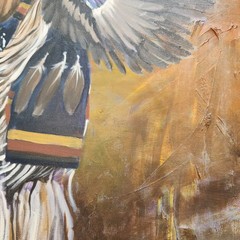 Native American Dancer Painting Acrylic on Canvas Signed Unknown Artist 28×22