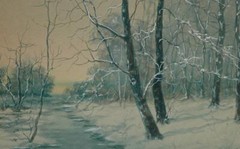 Vintage Watercolor and Gouache Winter Landscape by NJ Artist Raphael Senseman