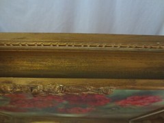 Antique Oil Red Geraniums By M Clark Perkins Signed Gold Gilt Gesso Frame