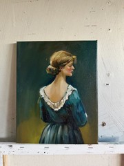 Original Oil Painting “Quiet Elegance”Portrait Woman Vintage Style Wall Art 10×8