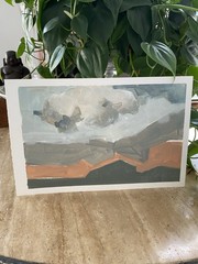 Modern Landscape Original Acrylic Painting on Watercolor Paper Signed Fine Art