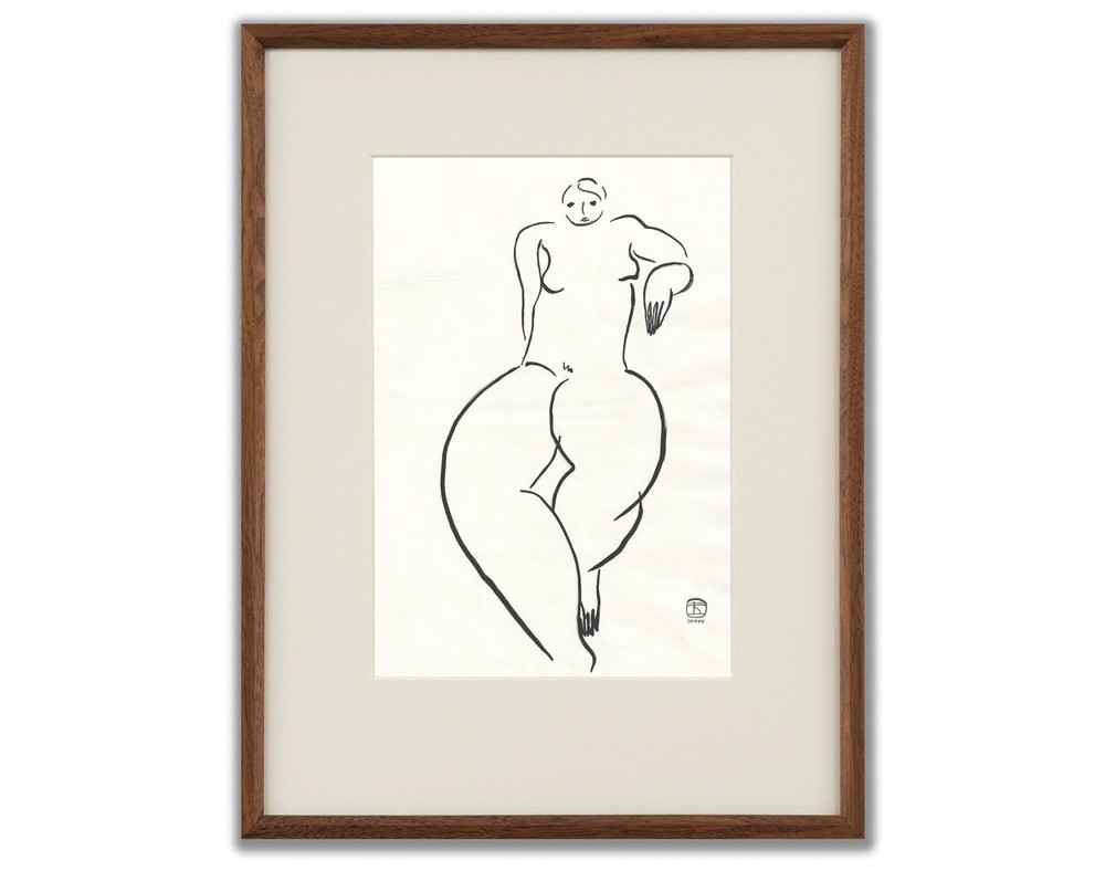 Sanyu Style Nude Female Chinese French ink drawing art deco Chang Yu 常玉 erotic