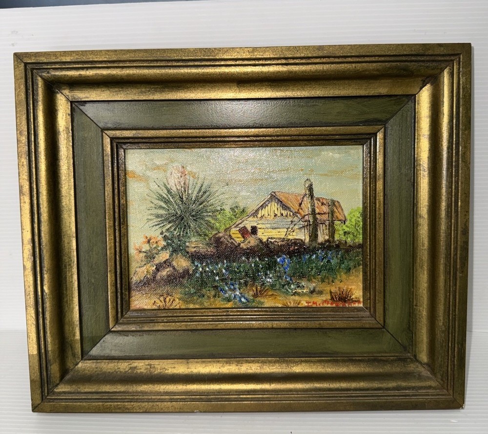 Original Oil Painting Cactus Flowering Colorful Desert Art Signed 5×7”
