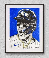 Original Aaron Judge Yankees Portrait – 16×12″ Acrylic Painting Stretched Canvas