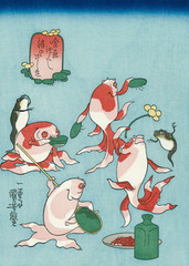 Ukiyo-e woodblock print Reprint Edition Utagawa Kuniyoshi 金魚づくし 酒のざしき #484