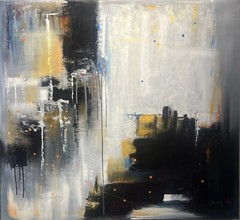 Abstract Acrylic original Painting – Modern  Abstract 44 in. x 41 in. No frame.