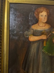 Large M.C Daniels 1986 „Folk Art Girl And Doll Scene“ Oil Painting-Signed/Framed