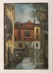 Original Impressionist Oil Painting Venice Canal Gondola Signed Italian OOAK Art