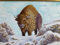 Native American Framed Painting On Canvas By Walter Holtzman