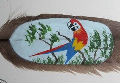 Vintage Painting Parrot on a Feather Costa Rica Jose Garro Framed Art