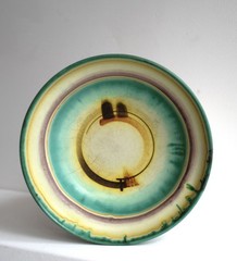 Hildegard Delius Bowl Hand Painted Neuhaldensleben around 1930 Barrel Glaze Colourful