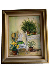 Vintage Original Oil Painting Signed Frances B. Brewer ’75 Southern Parlor Scene