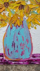 Original 6″x8″ Oil Painting Textured sunflower bouquet flower IMPASTO