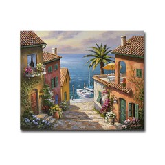 The Villas Private Dock by Kim Gallery-Wrapped Canvas Giclee Art (32 in x 40 in)