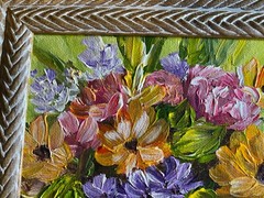 Small Gloria Ester „Basketful Of Spring“ Acrylic Painting – Signed/Framed P10